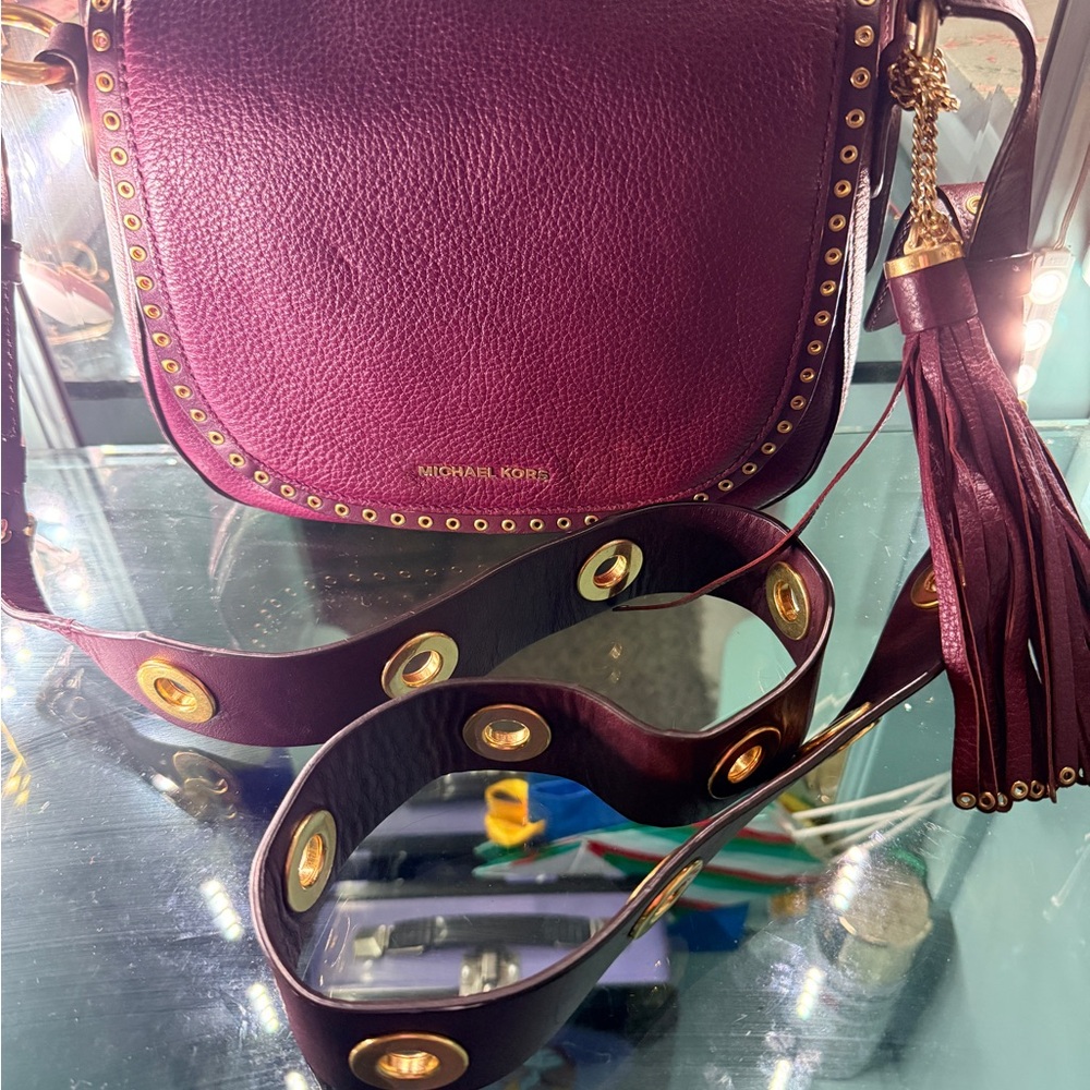Michael Kors Plum Crossbody Bag with Gold Accents